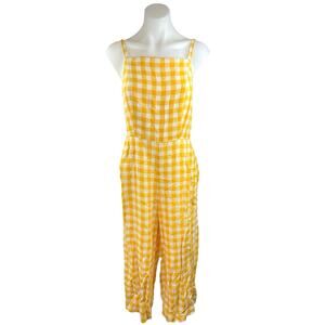 Old Navy Womens Yellow Gingham Sleeveless Square Neck Camisole Jumpsuit Sz XS